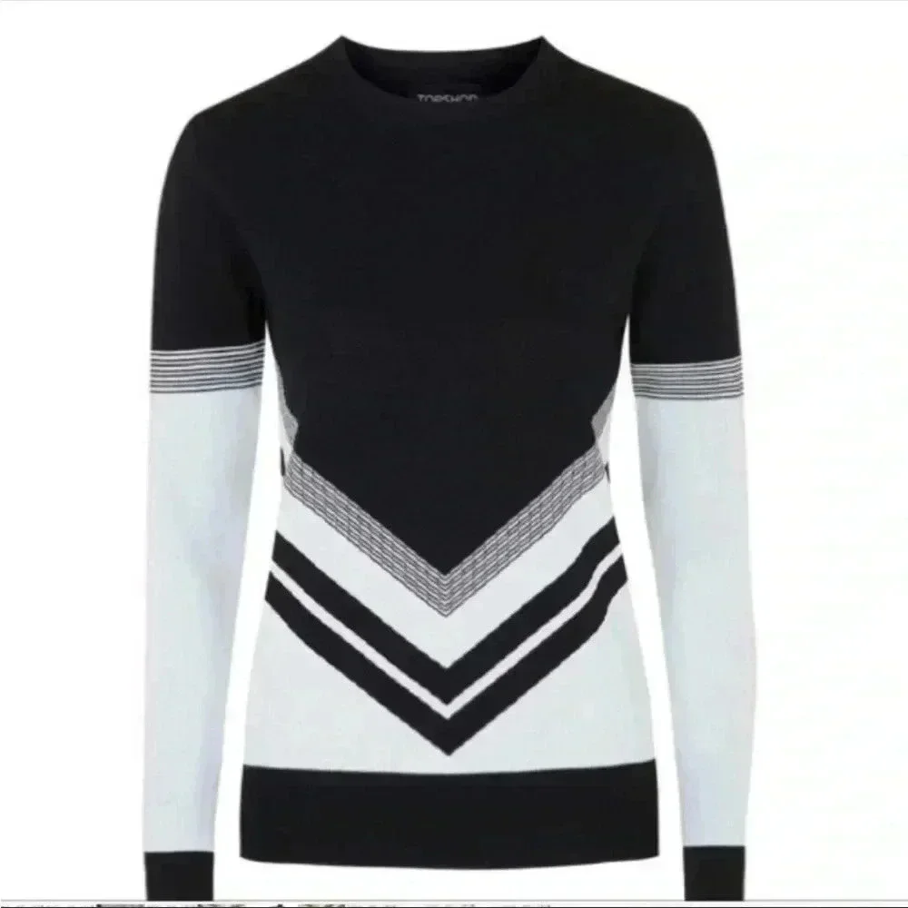 Topshop Varsity Chevron Knit Crew Sweater Size 8​​